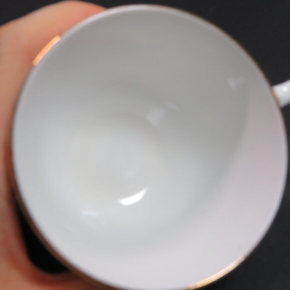 Crown Staffordshire Tea Cup & Saucer fine bone china Rose Pansy Gold Rim - Picture 15 of 16